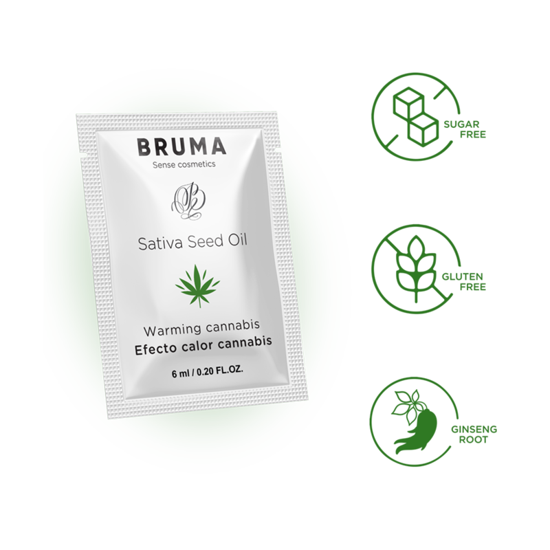 BRUMA - HUILE DE GRAINES DE SATIVA GEL GLISSANT RÉCHAUFFANT SAVEUR DE CANNABIS 6 ML - Sensualia