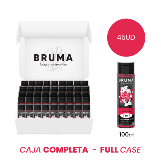 MOQ 45 - BRUMA HUILE DE MASSAGE PREMIUM EFFET CHALEUR SAVEUR FRAISE 3 EN 1 - 100 ML - Sensualia