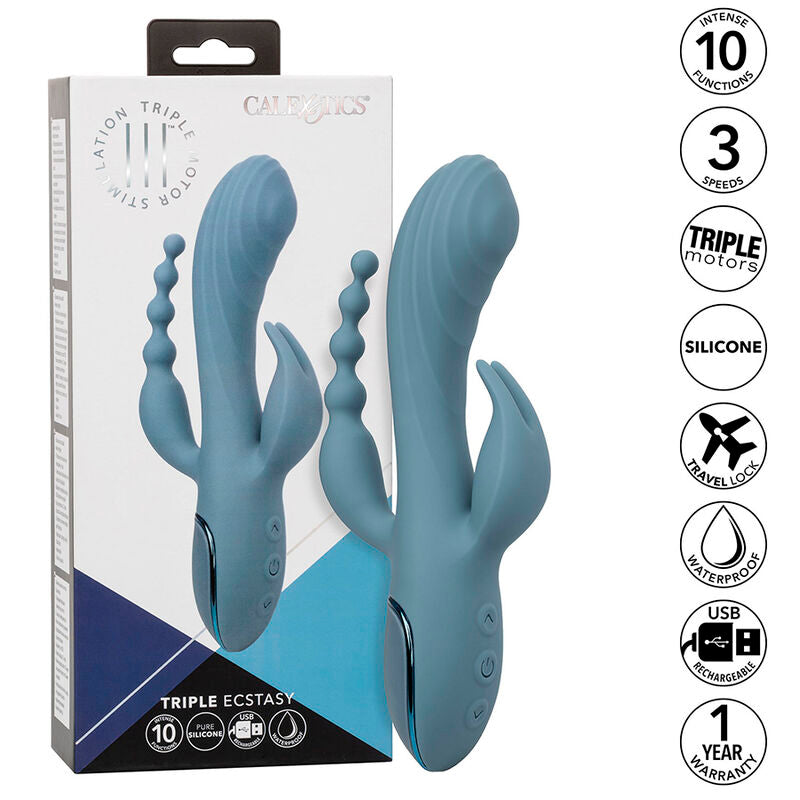 CALEXOTICS - VIBRATEUR TRIPLE ECSTASY GRIS - Sensualia