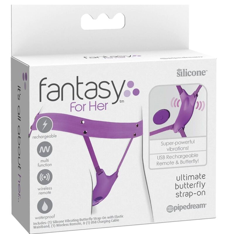 FANTASY FOR HER - HARNAIS PAPILLON VIBRANT, RECHARGEABLE & TÉLÉCOMMANDE VIOLET - Sensualia