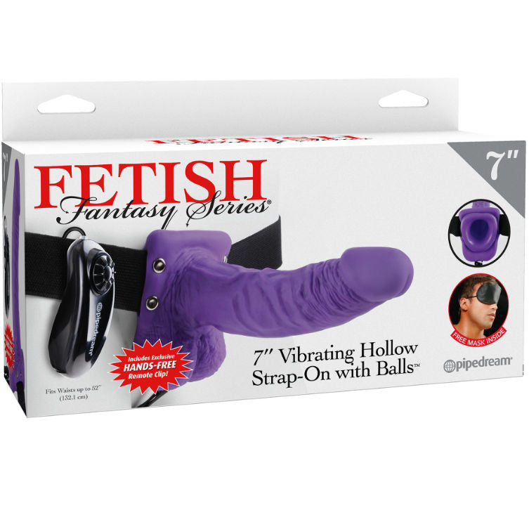 FETISH FANTASY SERIES - 7 STRAP-ON CREUX VIBRANT AVEC BILLES 17.8CM VIOLET - Sensualia