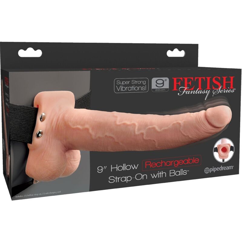 FETISH FANTASY SERIES - HARNAIS RÉGLABLE PÉNIS RÉALISTE AVEC BALLES RECHARGEABLES ET VIBRATEUR 23 CM - Sensualia