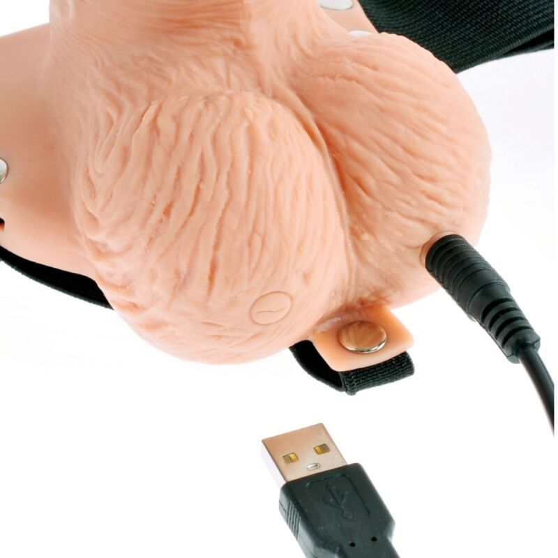 FETISH FANTASY SERIES - HARNAIS RÉGLABLE TÉLÉCOMMANDE PÉNIS RÉALISTE AVEC TESTICULES RECHARGEABLES ET VIBRATEUR 15 CM - Sensualia