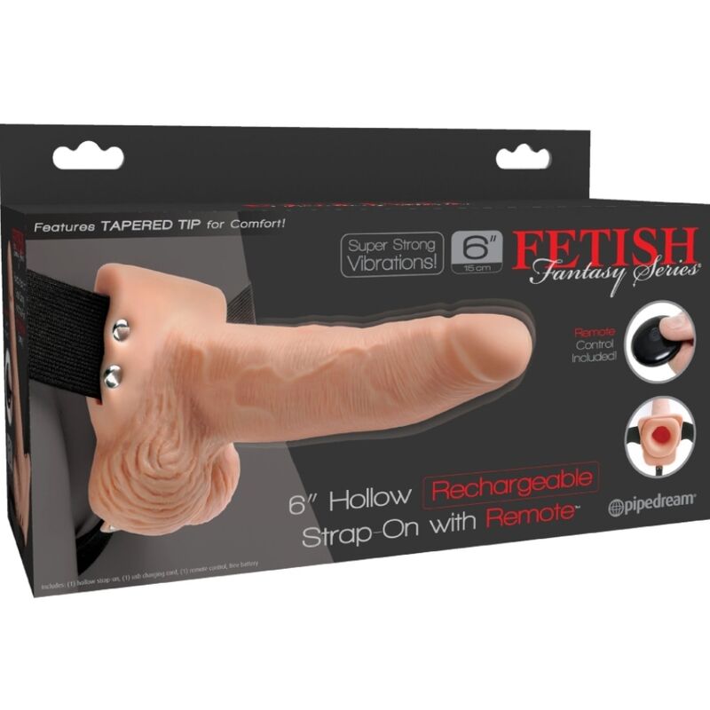 FETISH FANTASY SERIES - HARNAIS RÉGLABLE TÉLÉCOMMANDE PÉNIS RÉALISTE AVEC TESTICULES RECHARGEABLES ET VIBRATEUR 15 CM - Sensualia