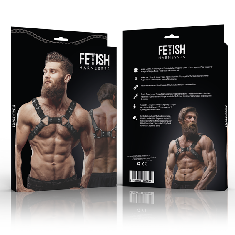 FETISH SUBMISSIVE ATTITUDE - HARNAIS POITRINE BULLDOG AJUSTABLE EN CUIR ÉCOLOGIQUE POUR HOMMES - Sensualia