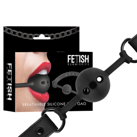 FETISH SUBMISSIVE BONDAGE - BÂILLON À BOULE EN SILICONE RESPIRANT - Sensualia
