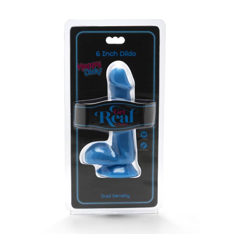 GET REAL - GODE HAPPY DICKS 12 CM BALLES BLEU - Sensualia