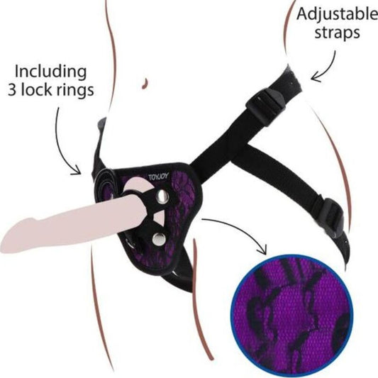 GET REAL - HARNAIS EN DENTELLE  STRAP-ON VIOLET - Sensualia