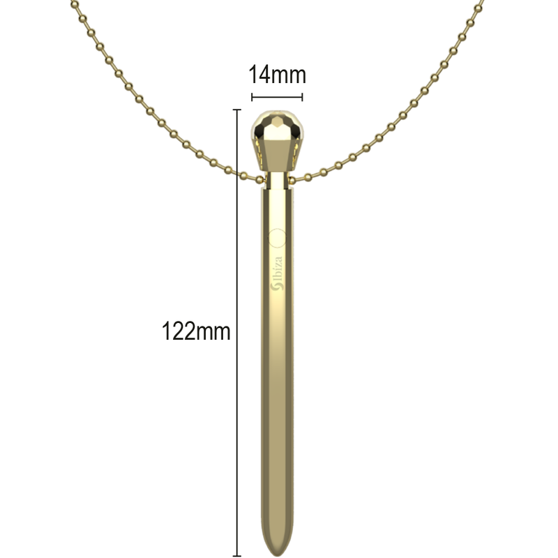 IBIZA - STIMULATEUR DE POCHE CLITO COLLIER CHARGEUR USB 12 MODES DE VIBRATION DORÉ 12,2 X 1,5 - Sensualia