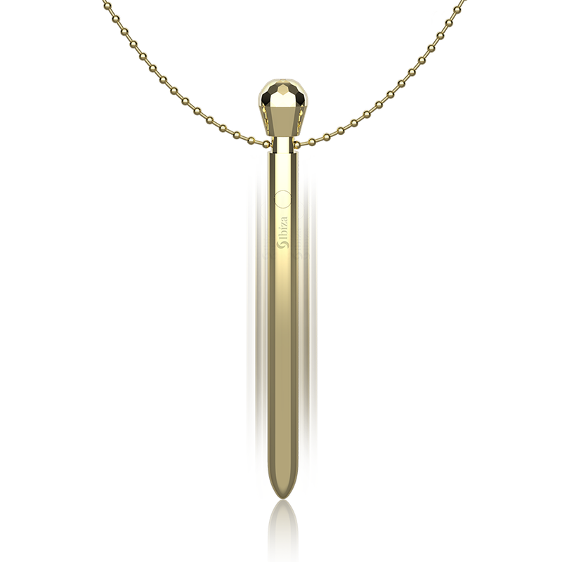 IBIZA - STIMULATEUR DE POCHE CLITO COLLIER CHARGEUR USB 12 MODES DE VIBRATION DORÉ 12,2 X 1,5 - Sensualia
