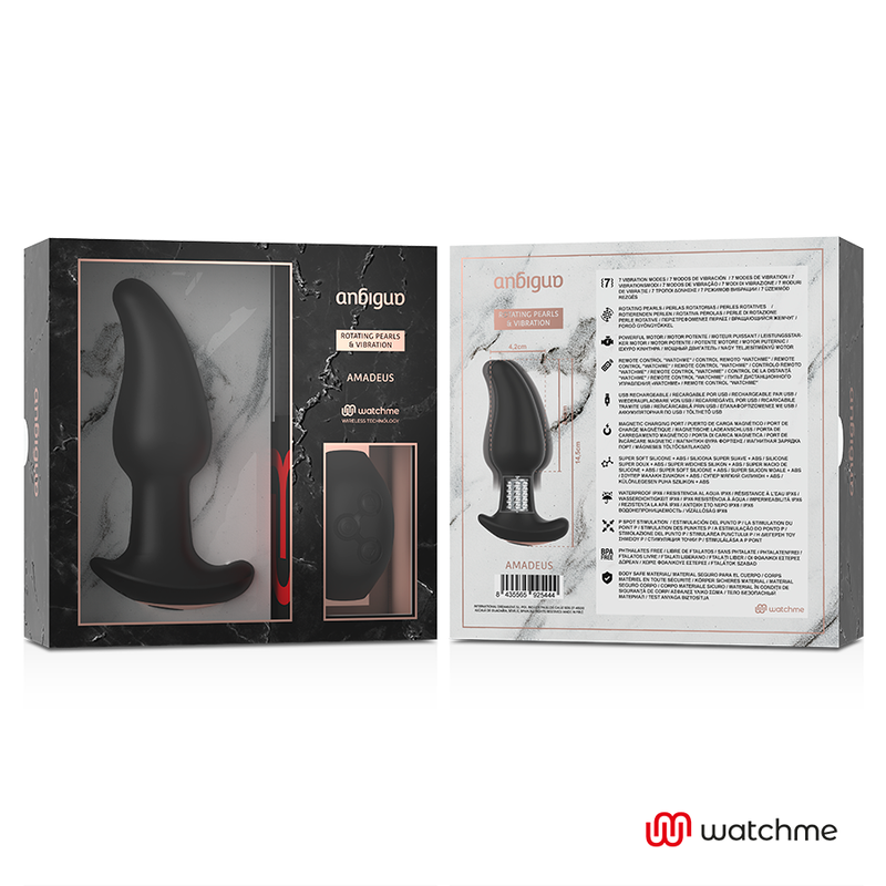 ANBIGUO - VIBRATEUR ANAL PLUG TÉLÉCOMMANDE WATCHME AVEC ROTATION DES PERLES AMADEUS - Sensualia