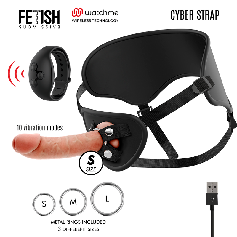 FETISH SUBMISSIVE CYBER STRAP - HARNAIS AVEC TÉLÉCOMMANDE DILDO WATCHME S TECHNOLOGIE - Sensualia
