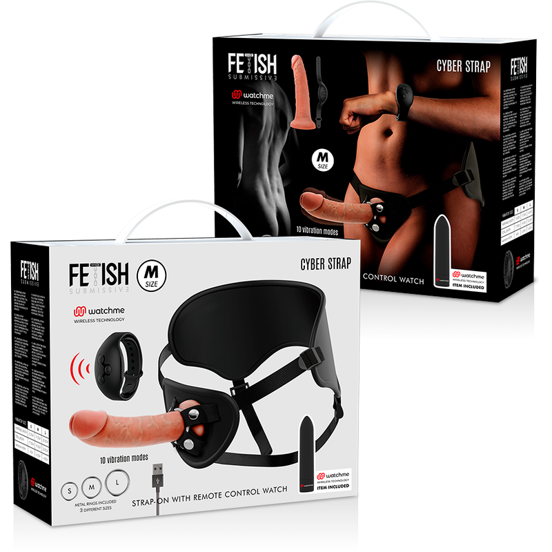 FETISH SUBMISSIVE CYBER STRAP - HARNAIS AVEC GODE ET TÉLÉCOMMANDE BULLET TECHNOLOGIE WATCHME M - Sensualia