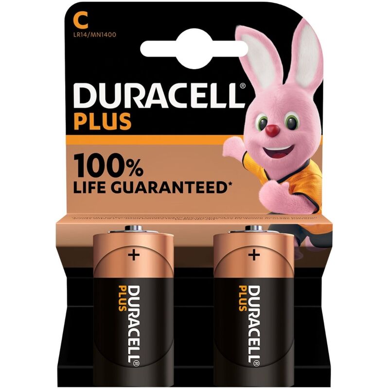 DURACELL - BATTERIE PLUS POWER ALCALINA C LR14 2 UNITÉS - Sensualia