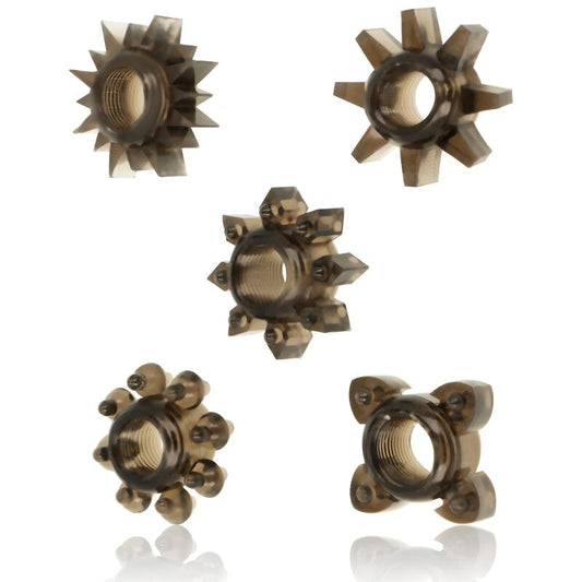 OHMAMA - LOT DE 5 ANNEAUX TESTICULES ET PÉNIS EN SILICONE OHMAMA