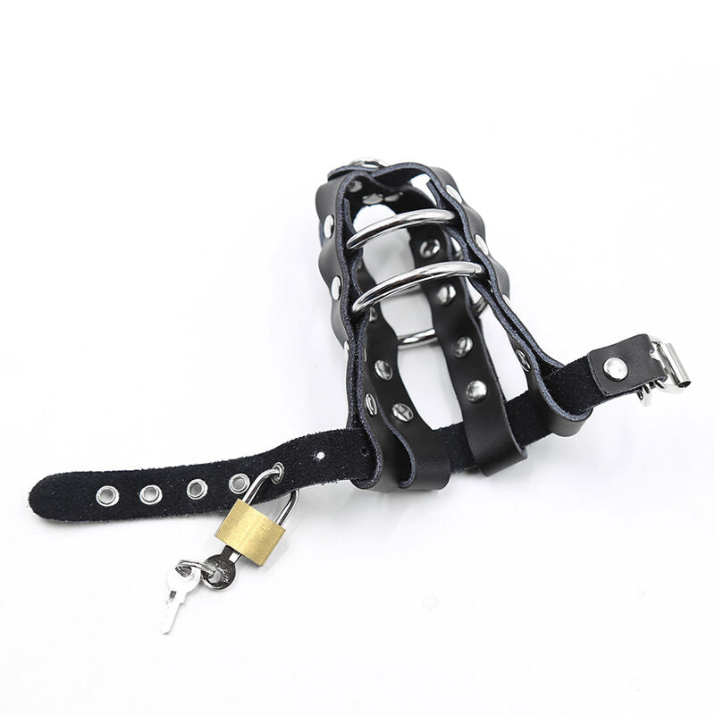 OHMAMA FETISH - ETUI EN CUIR AVEC ANNEAUX MÉTALLIQUES ET CADENAS OHMAMA FETISH