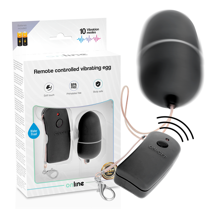 ONLINE - OEUF VIBRANT AVEC TÉLÉCOMMANDE NOIRE - Sensualia