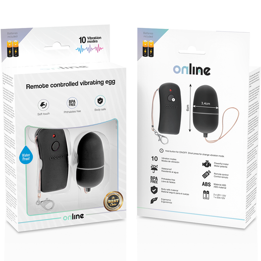 ONLINE - OEUF VIBRANT AVEC TÉLÉCOMMANDE NOIRE - Sensualia