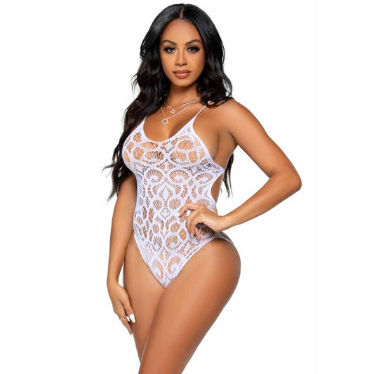 LEG AVENUE - TEDDY EN DENTELLE SANS COUTURES - BLANC LEG AVENUE TEDDIES