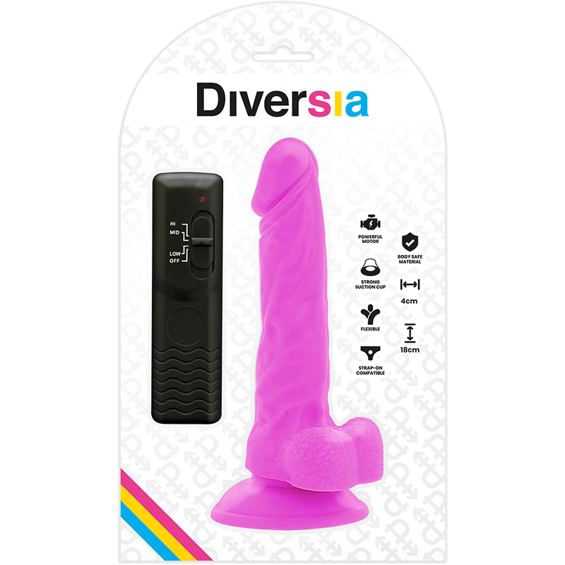 DIVERSIA - DILDO VIBRANT FLEXIBLE VIOLET 18 CM -O- 4 CM - Sensualia