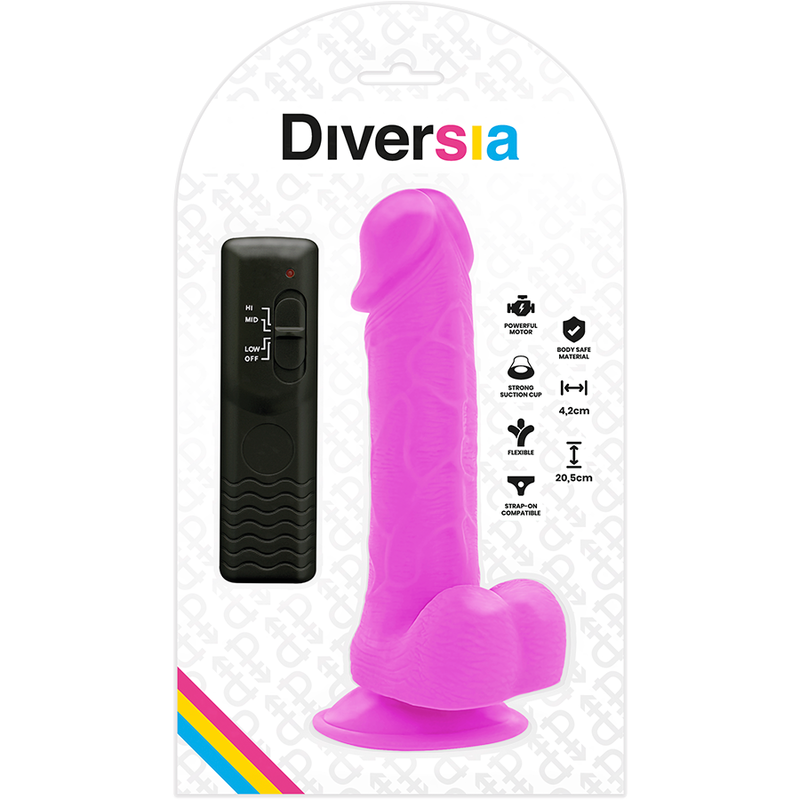 DIVERSIA - DILDO VIBRANT FLEXIBLE VIOLET 20.5 CM -O- 4.2 CM - Sensualia