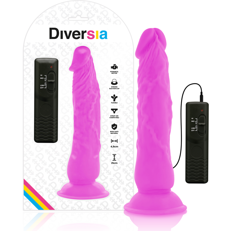 DIVERSIA - DILDO VIBRANT FLEXIBLE VIOLET 21 CM -O- 4.9 CM - Sensualia