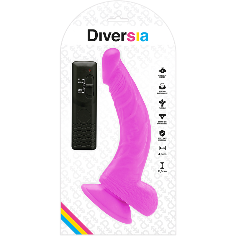 DIVERSIA - DILDO VIBRANT FLEXIBLE VIOLET 21.5 CM -O- 4.5 CM - Sensualia