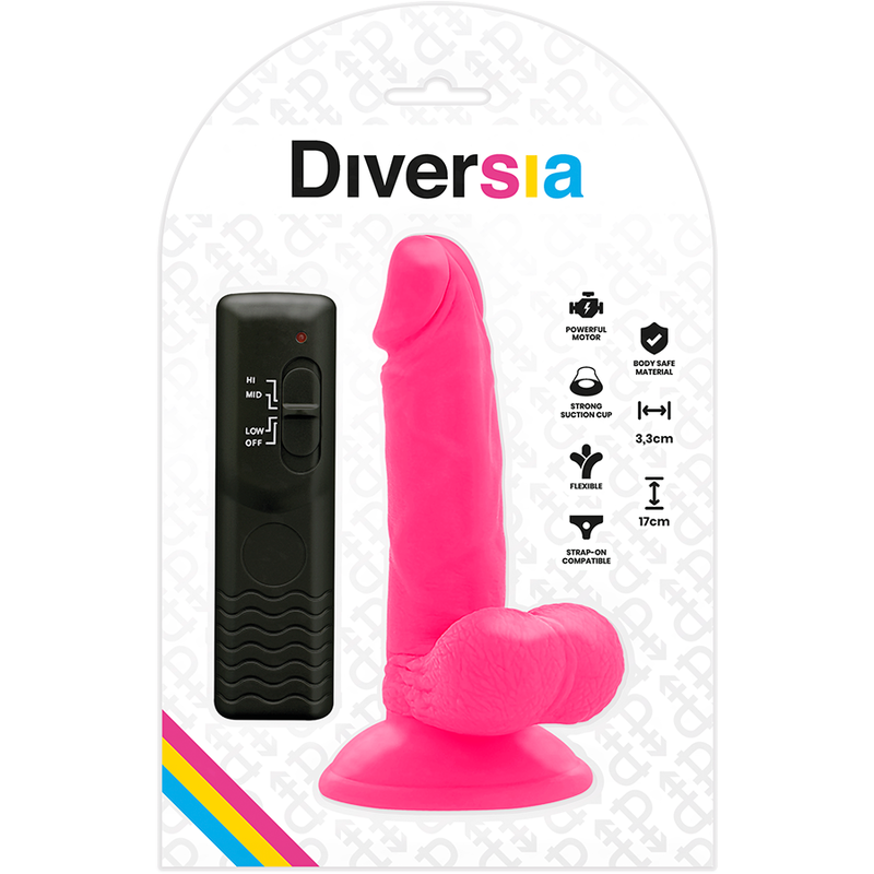 DIVERSIA - DILDO VIBRANT FLEXIBLE ROSE 17 CM -O- 3.3 CM - Sensualia
