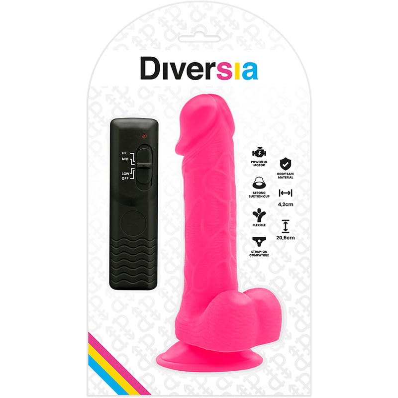 DIVERSIA - DILDO VIBRANT FLEXIBLE ROSE 20.5 CM -O- 4.2 CM - Sensualia