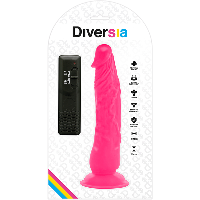DIVERSIA - DILDO VIBRANT FLEXIBLE ROSE 21 CM -O- 4.9 CM - Sensualia