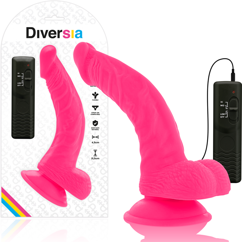 DIVERSIA - DILDO VIBRANT FLEXIBLE ROSE 21.5 CM -O- 4.5 CM - Sensualia