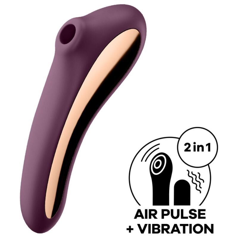 SATISFYER - VIBRATEUR DUAL KISS AIR PULSE VIN ROUGE - Sensualia