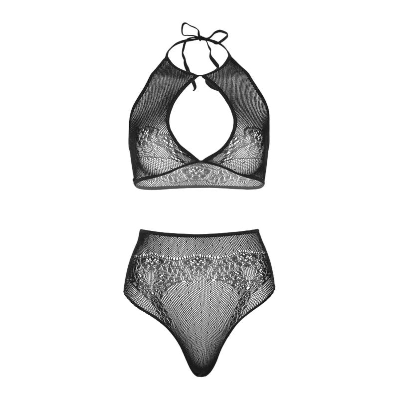 LEG AVENUE - ENSEMBLE DEUX PIÈCES HALTER CROP TOP & THONG CULOTTE TAILLE UNIQUE - Sensualia