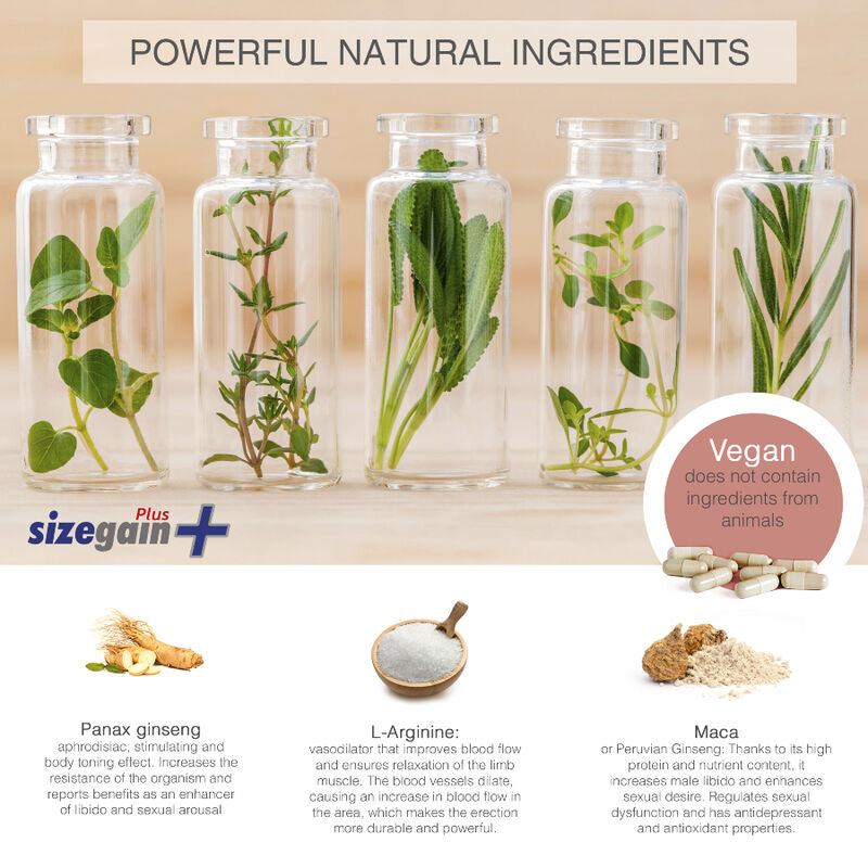 500 COSMETICS - PILULES SIZEGAIN PLUS POUR AGRANDIR LE PÉNIS - Sensualia