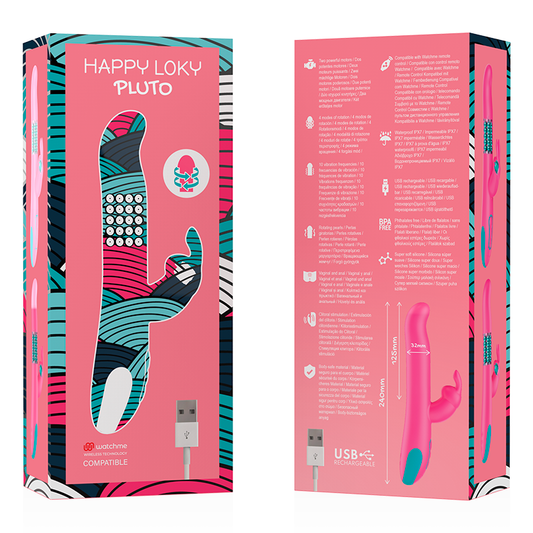 HAPPY LOKY - PLUTO LAPIN VIBRATEUR ET ROTATEUR WATCHME TECHNOLOGIE SANS FIL COMPATIBLE - Sensualia