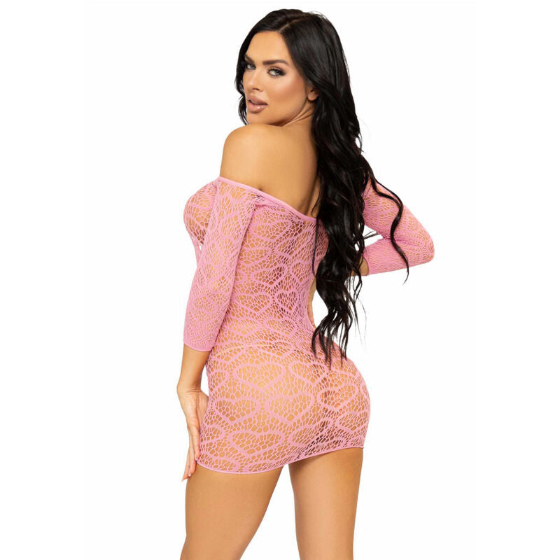 LEG AVENUE MINI VESTIDO HEART NET TALLA ÚNICA - ROSA - Sensualia