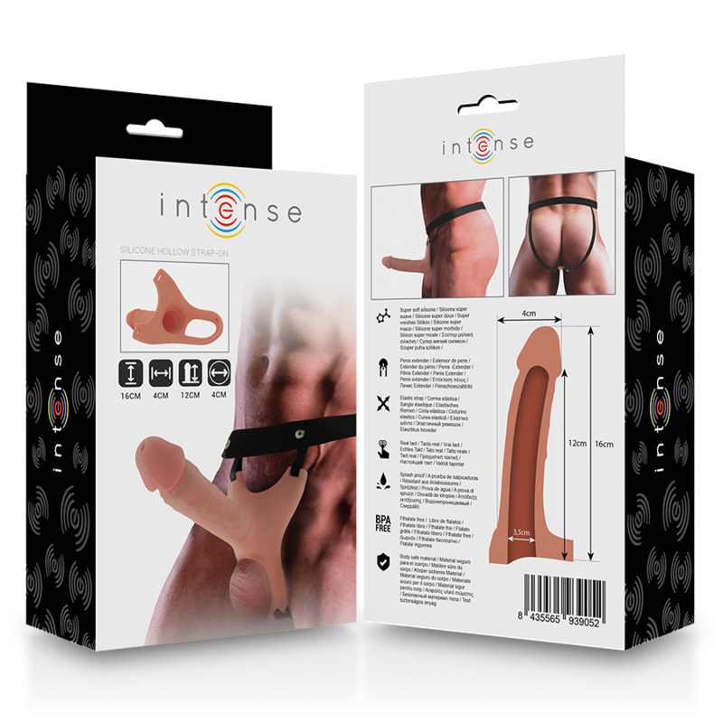 INTENSE - HARNAIS CREUX AVEC GODE EN SILICONE 16 X 3,5 CM - Sensualia