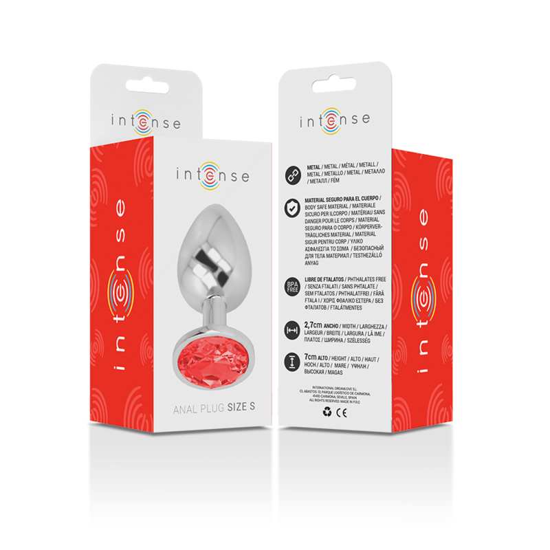 INTENSE - PLUG ANAL EN MÉTAL ALUMINIUM AVEC CRISTAL ROUGE TAILLE S - Sensualia