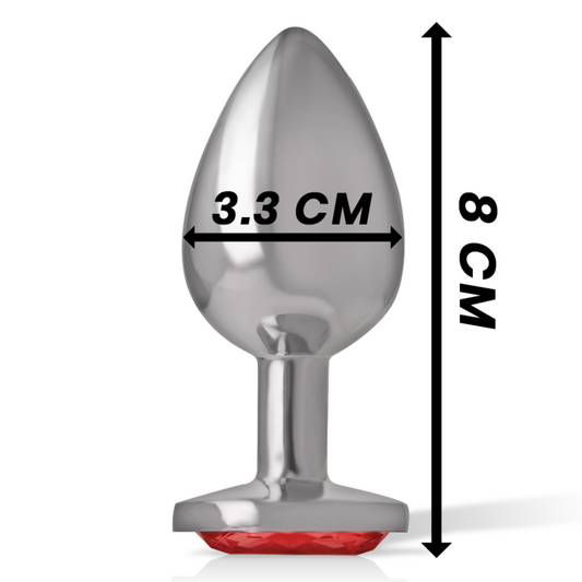 INTENSE - PLUG ANAL EN MÉTAL AVEC CRISTAL ROUGE TAILLE M - Sensualia