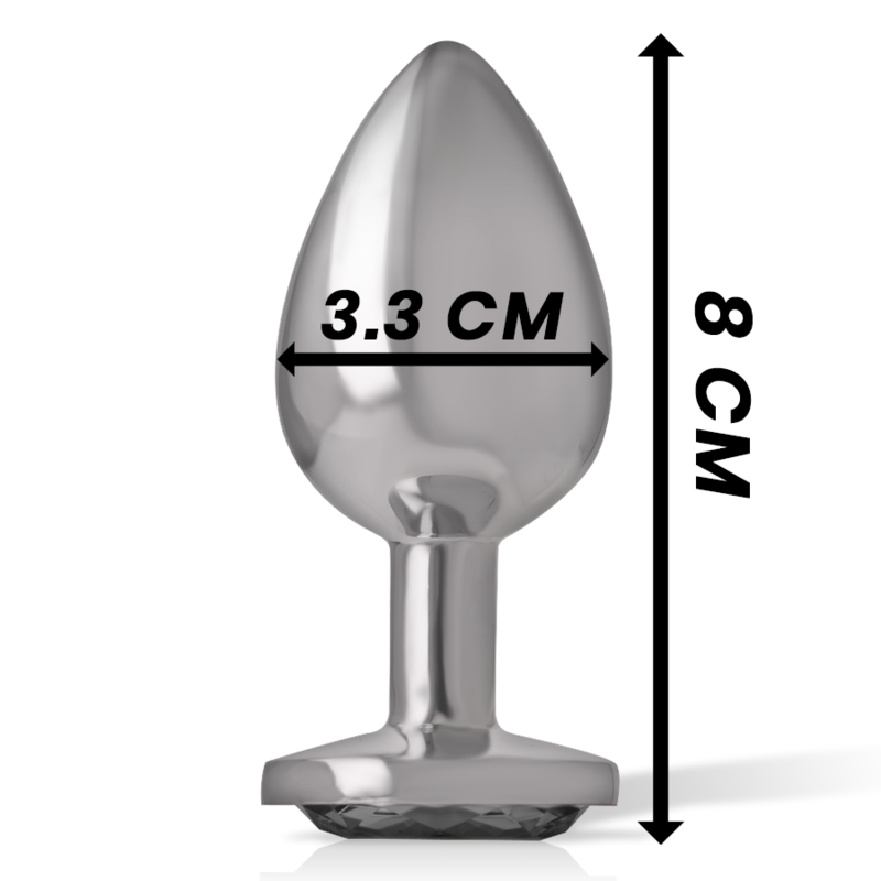 INTENSE - PLUG ANAL EN MÉTAL ALUMINIUM AVEC VERRE NOIR TAILLE M - Sensualia