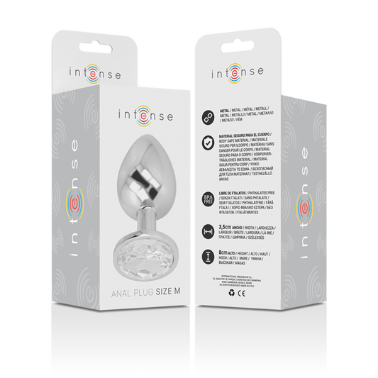 INTENSE - PLUG ANAL EN MÉTAL ALUMINIUM AVEC CRISTAL DARGENT TAILLE M - Sensualia