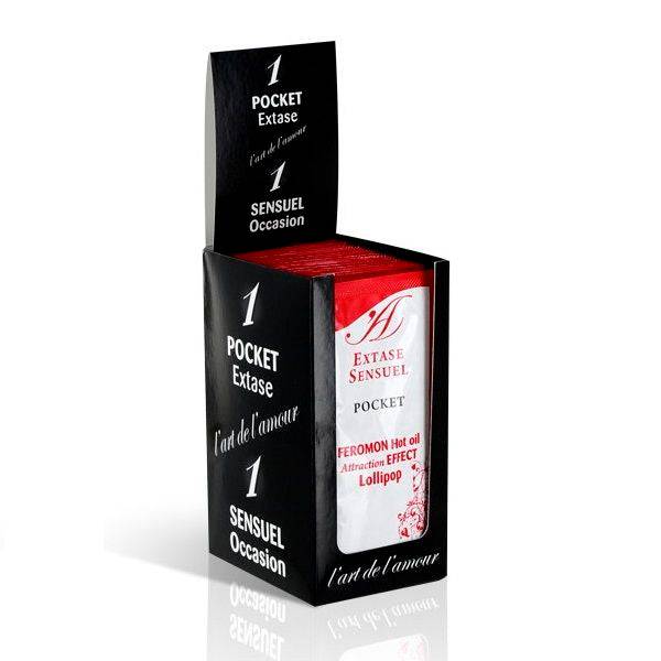 EXTASE SENSUAL - HUILE DE MASSAGE AUX PHÉROMONES EFFET CHALEUR SUCETTE 10 ML - Sensualia
