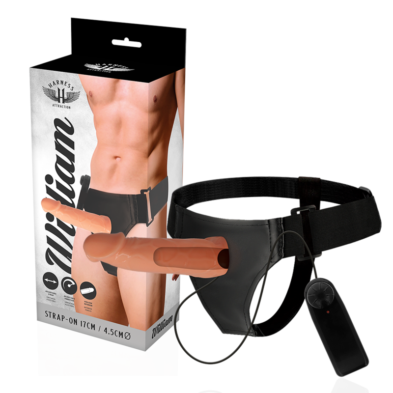 HARNESS ATTRACTION - WILLIAN HOLLOW RNES AVEC VIBRATEUR 17 CM -O- 4.5 CM - Sensualia