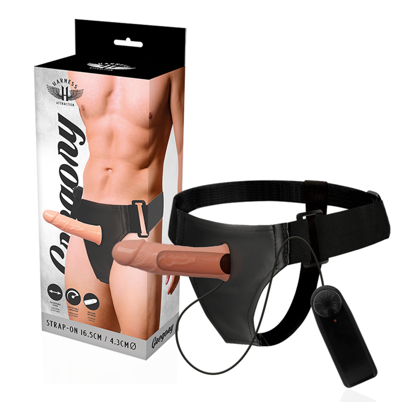 HARNESS ATTRACTION - GREGORY HOLLOW RNES AVEC VIBRATEUR 16.5 CM -O- 4.3 CM - Sensualia