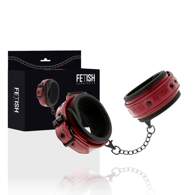 FETISH SUBMISSIVE DARK ROOM - MENOTTES EN CUIR VÉGAN AVEC DOUBLURE EN NÉOPRÈNE - Sensualia