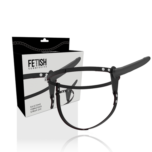 HARNAIS SOUMIS FETISH - VIBRATEUR EN SILICONE NOIR 15 CM FETISH SUBMISSIVE HARNESS