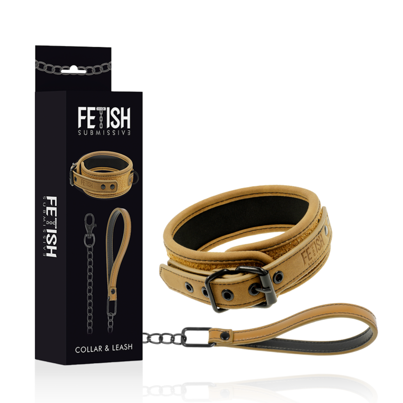 FETISH SUBMISSIVE ORIGEN - COLLIER DOUBLÉ EN NÉOPRÈNE AVEC CHAÎNE - Sensualia