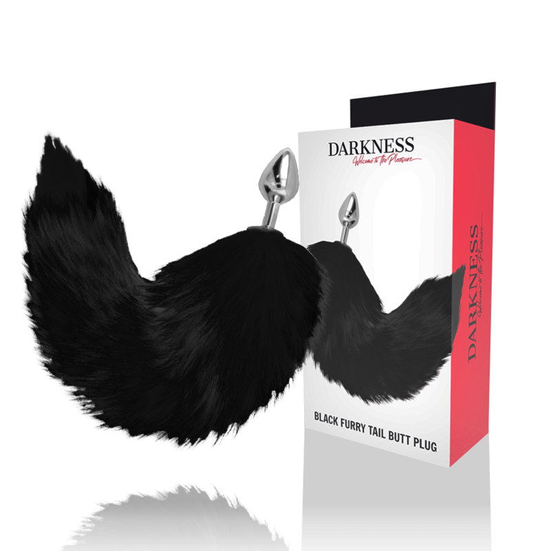 DARKNESS - PLUG ANAL ARGENT 8 CM AVEC QUEUE NOIRE - Sensualia