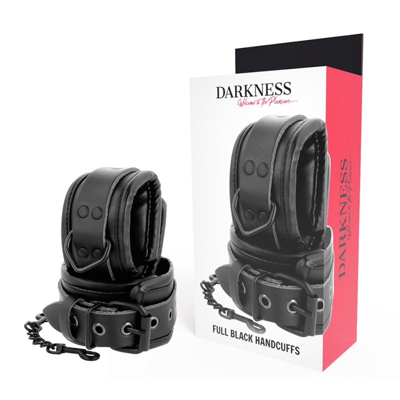 DARKNESS - MENOTTES RÉGLABLES EN CUIR NOIR - Sensualia