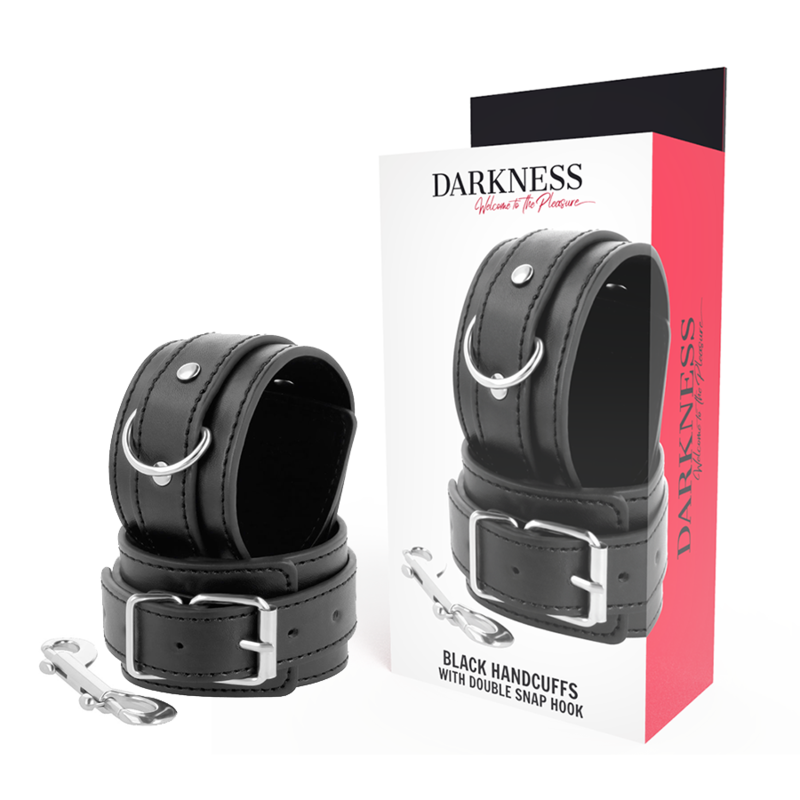 DARKNESS - MENOTTES RÉGLABLES NOIRES AVEC DOUBLE RUBAN DE RENFORT - Sensualia